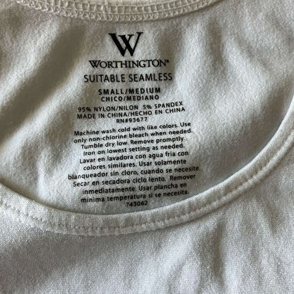 Worthington Suitable Seamless Small/Medium S/M White Tank Top Women's - Picture 6 of 6